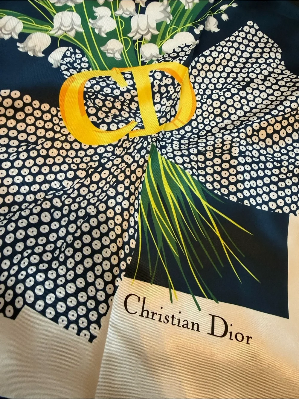 Dior Silk Scarf Muguet Lily of the Valley NWT no Box 100% Silk